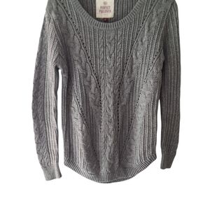 SO Women's Gray Cable Knit Sweater